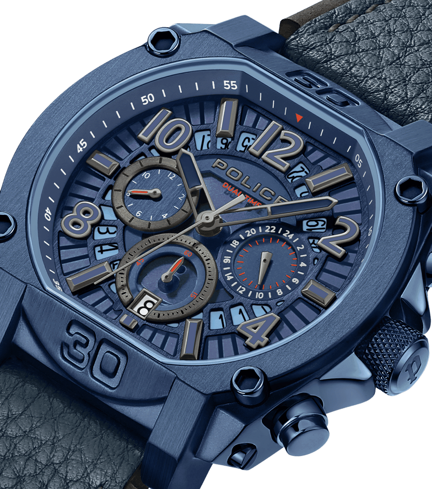 Police Norwood PEWJF0021904 Herrenuhr Blau • Dual-Time-Funktion • Blaues Leder-Armband, Bild 4