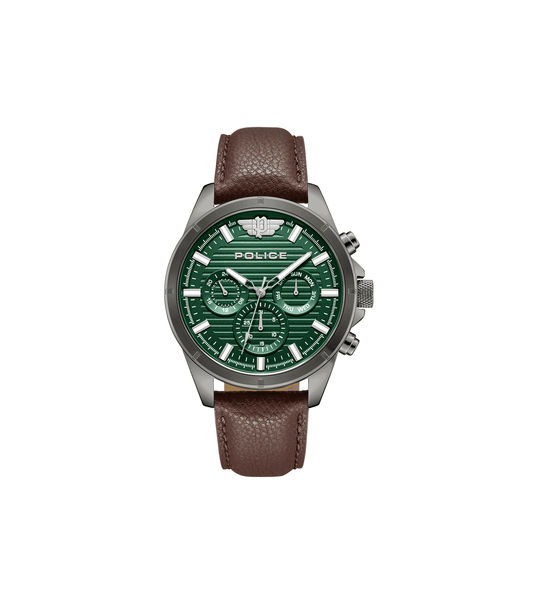 Police Malawi PEWJF2227811 Herrenuhr Grau • Lederarmband • 5 ATM Wasserdichtigkeit