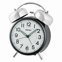 Seiko QHK063K Alarm Clock Metallic Black • Silent Sweep Quartz Movement • LumiBrite Luminous Dial