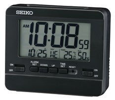 Seiko QHL086K Clock Black • LCD Dual-Alarm Clock • Thermometer & Hygrometer