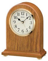Seiko QXE031B Table Clock Brown • Oak Wood Case • Alarm Function