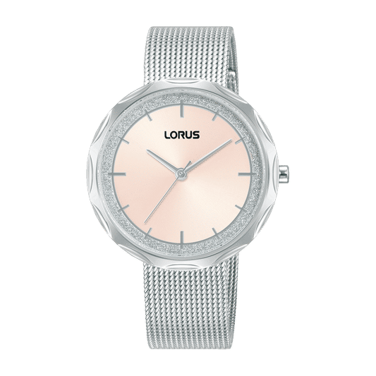 Lorus RG239WX9 Damen Armbanduhr Rosa • Mineralglas • Edelstahl-Mesharmband