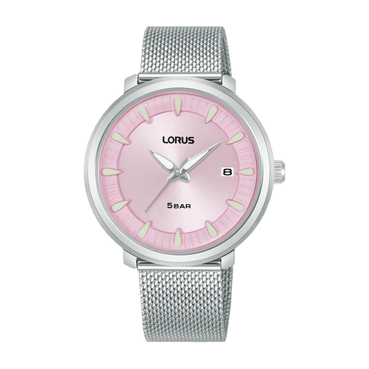 Lorus RG807DX9 Damenuhr Rosa • Mineralglas • Edelstahl-Mesharmband