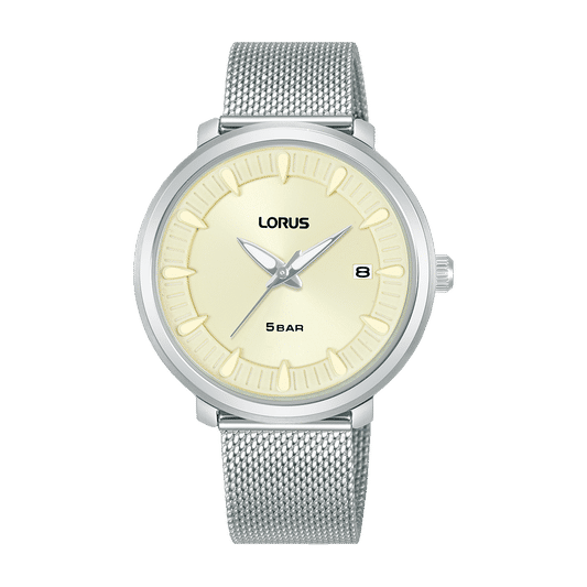 Lorus RG809DX9 Damenuhr Creme • Mineralglas • Edelstahl-Mesharmband