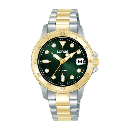 Lorus Sports RG820DX9 Damenuhr Dunkelgrün • Mineralglas • Edelstahlarmband