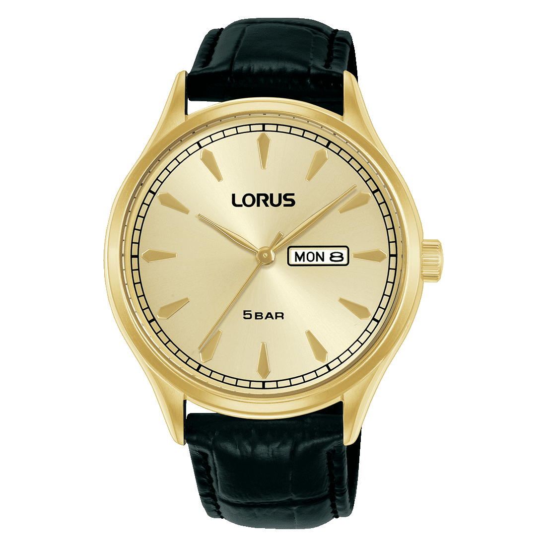 Lorus Classic RH328BX9 Herren Armbanduhr • Mineralglas • Schwarzes Lederband