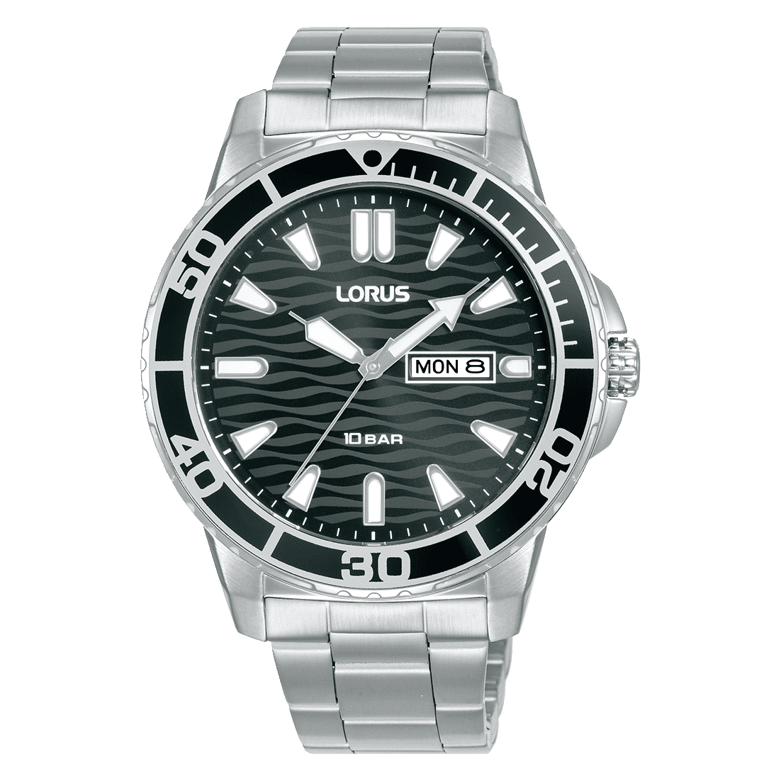 Lorus Sports RH355AX9 Herrenuhr Schwarz • Mineralglas • Datum & Wochentag