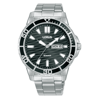Lorus Sports RH355AX9 Herrenuhr Schwarz • Mineralglas • Datum & Wochentag