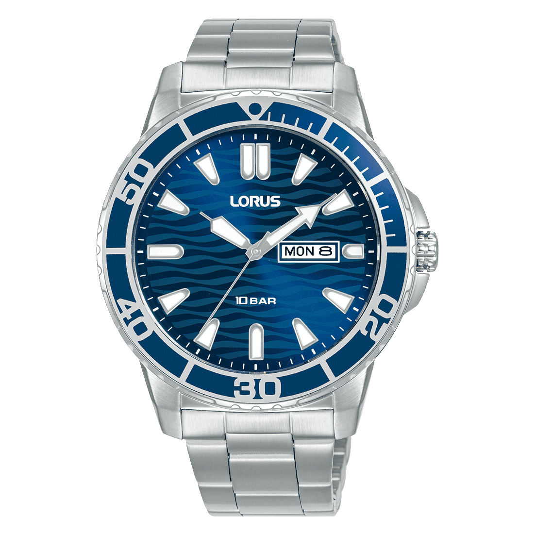 Lorus Sports RH357AX9 Herrenuhr Dunkelblau • Mineralglas • Datum & Wochentag