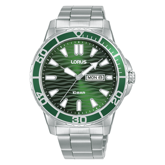 Lorus Sports RH359AX9 Herrenuhr Dunkelgrün • Mineralglas • 10 BAR Wasserdicht