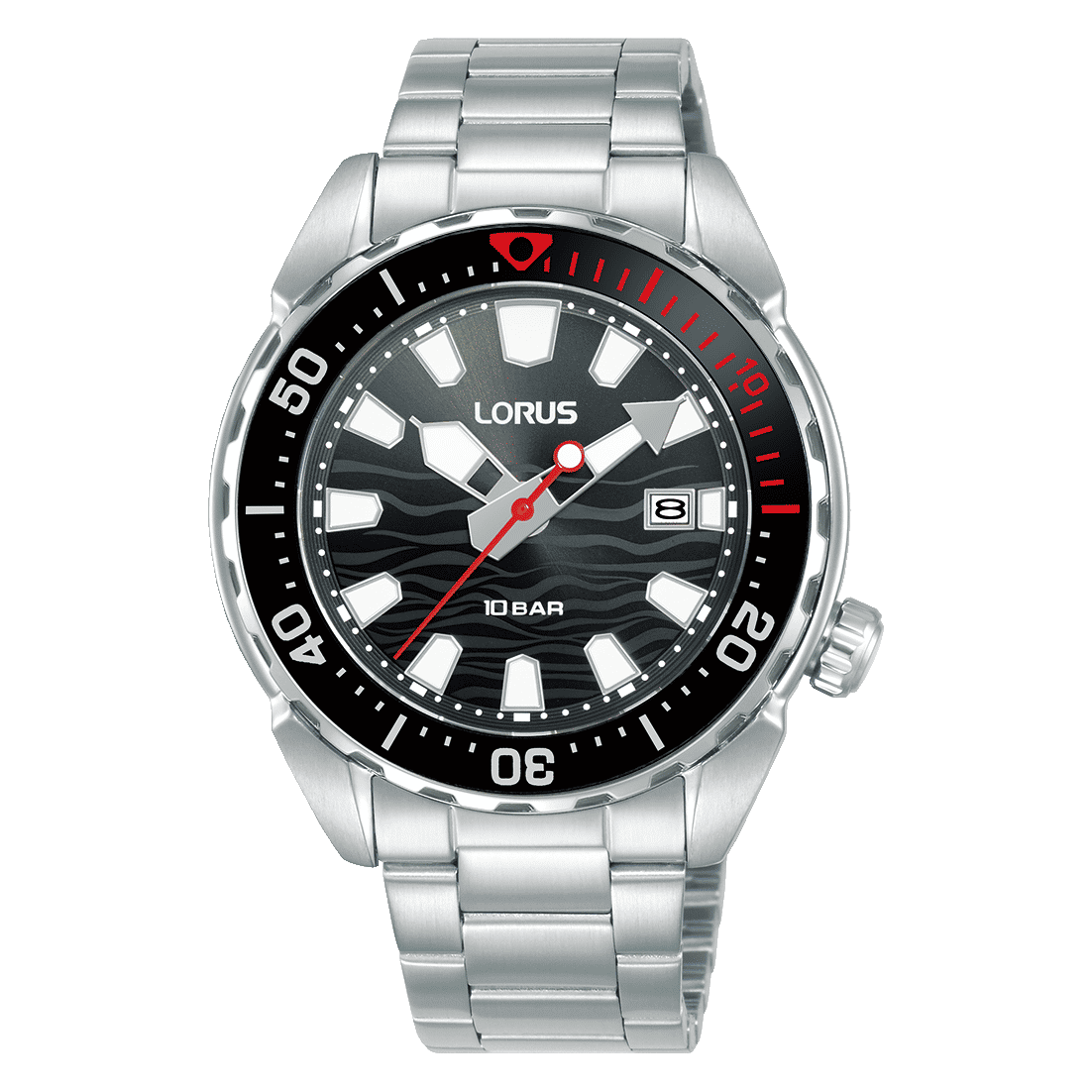 Lorus Sports RH945RX9 Herrenuhr Schwarz • Mineralglas • Drehbare Lünette