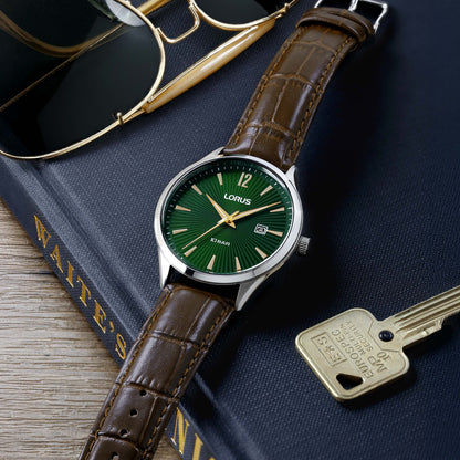 Lorus Classic RH995RX9 Herrenuhr Dunkelgrün • Mineralglas • Lederarmband, Bild 2