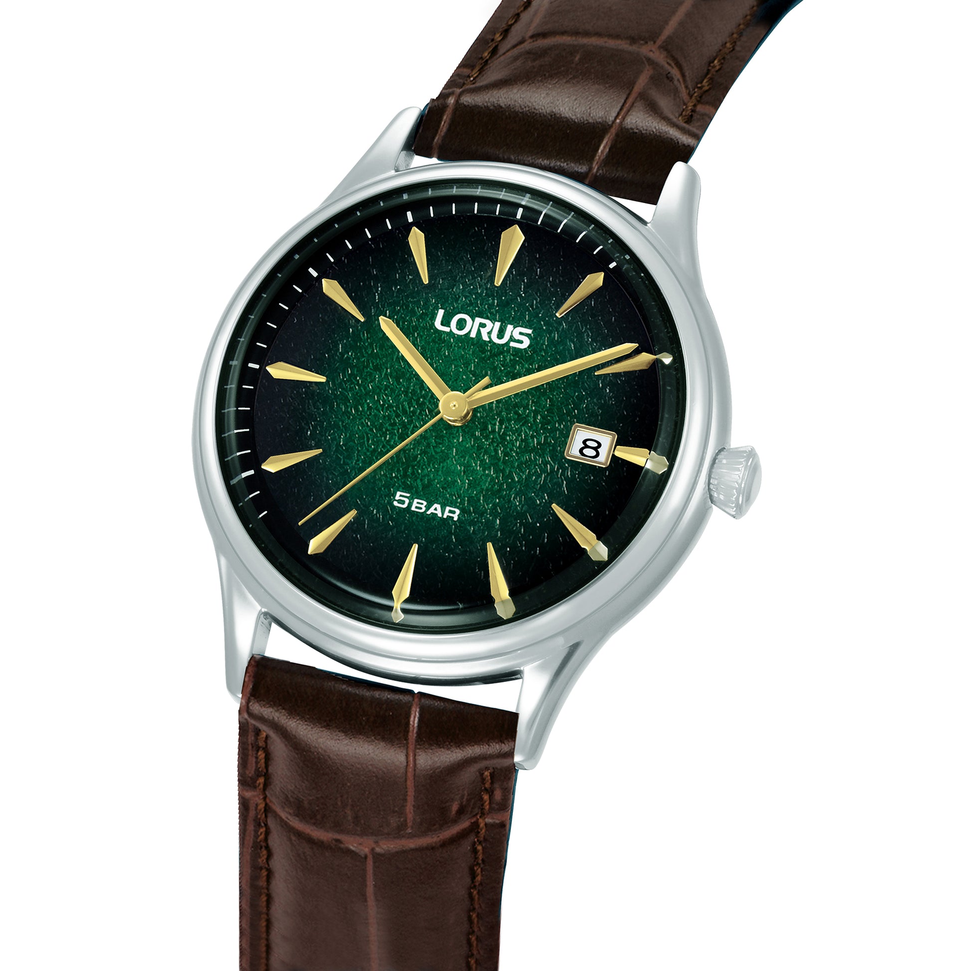 Lorus Classic RS997DX9 Herrenuhr Dunkelgrün • Mineralglas • Dunkelbraunes Lederarmband, Bild 2
