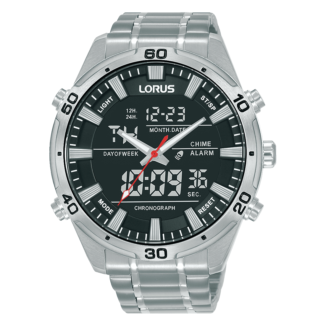 Lorus Sports RW651AX9 Herren Armbanduhr Grau • Analog-Digital Chronograph • 10 BAR Wasserdicht