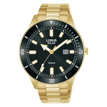 Lorus Sports RX308AX9 Herrenuhr Schwarz • Solarwerk • Mineralglas