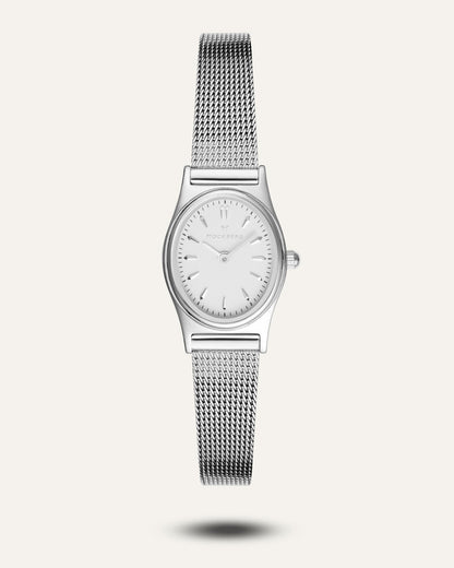 Mockberg Retro MB0254 Damen Armbanduhr Weiß • Mineralglas • Mesh-Armband
