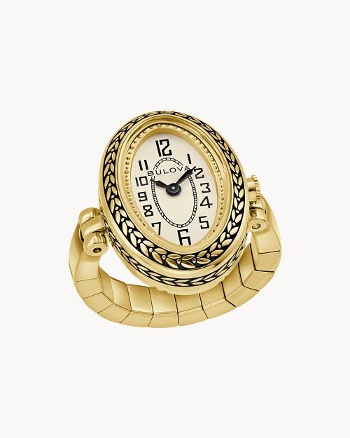 Bulova Ring Watch 97L188 Damen Armbanduhr Elfenbein • Saphirglas • Historisches Archiv-Design