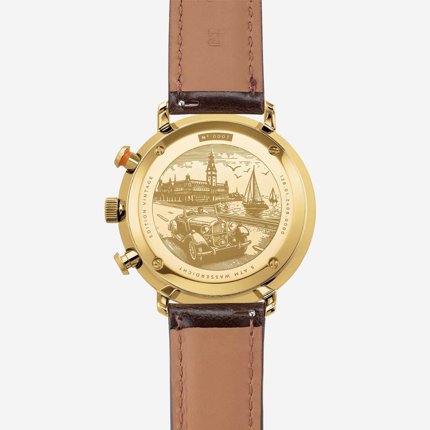 Hamburg Chrono E Vintage Bridle dark brown back grey