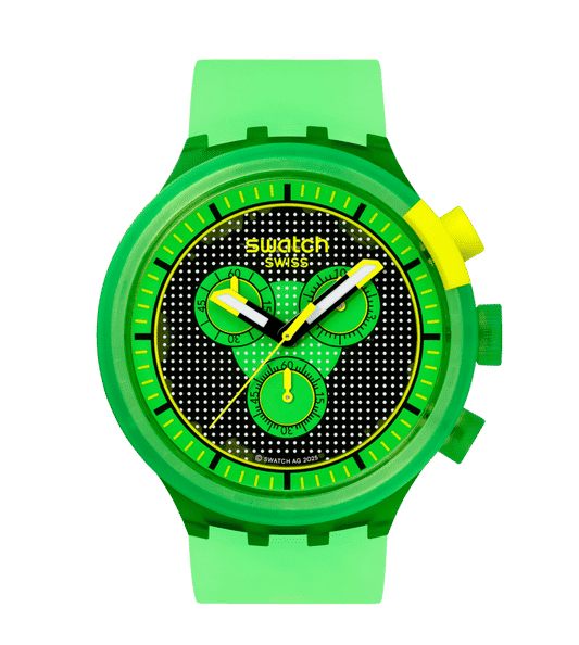 Swatch Big Bold SB02G100 Herren Armbanduhr Grün • Oversized Design • Quarzwerk