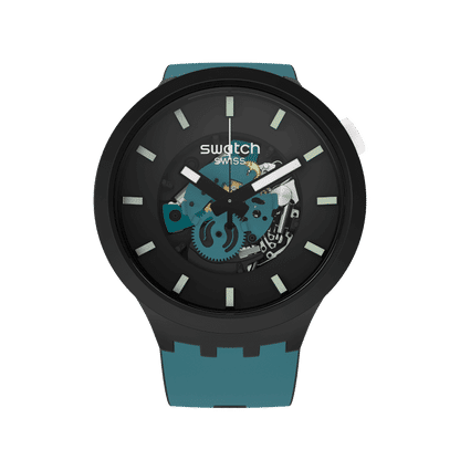 Swatch Big Bold SB03B107 Night Trip Herrenuhr • Markantes Kunststoffgehäuse • Großes Bold-Zifferblatt