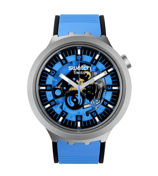 Swatch Big Bold Irony SB07S106 Armbanduhr Blau • Edelstahlgehäuse • Markantes Bold-Design