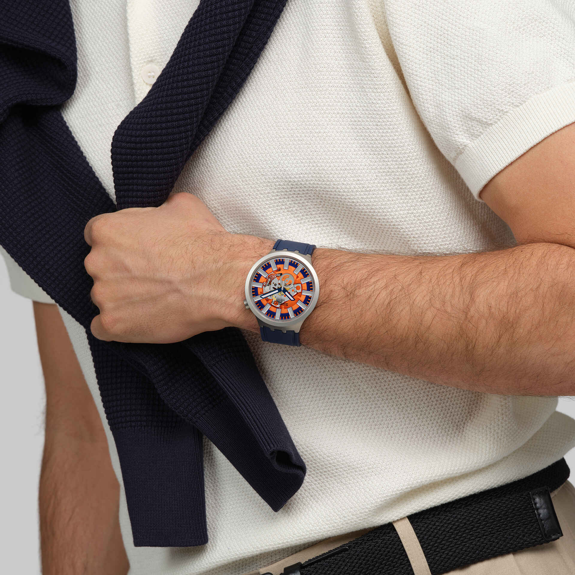 Swatch Big Bold Irony SB07S114 Armbanduhr Orange • Sandgestrahltes Edelstahlgehäuse • Leuchtzeiger, Bild 2