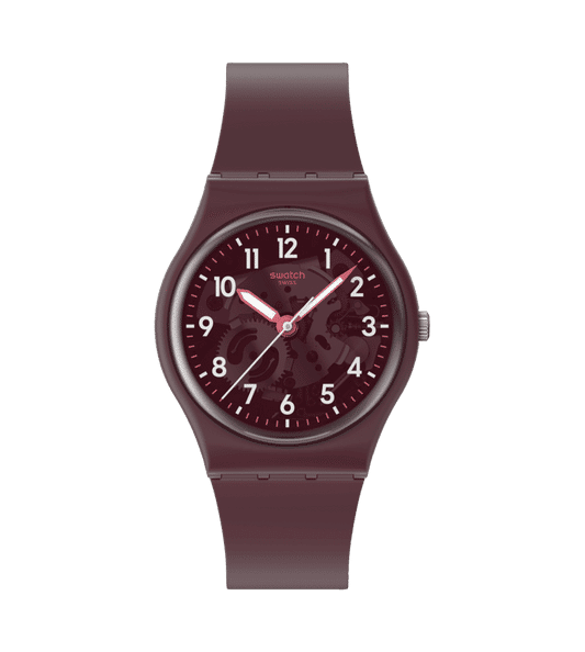 Swatch Originals Medium SO28R115 Thru The Crown Glass Damen Armbanduhr • Transparentes Zifferblatt • Leuchtzeiger