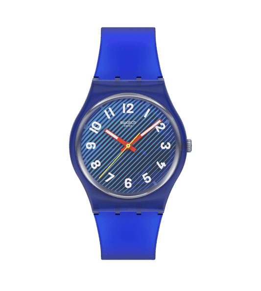 Swatch Originals Medium SO28S107 Wavelengths of Water Damenuhr Transparent Blau • Leuchtzeiger • Biosourced Gehäuse