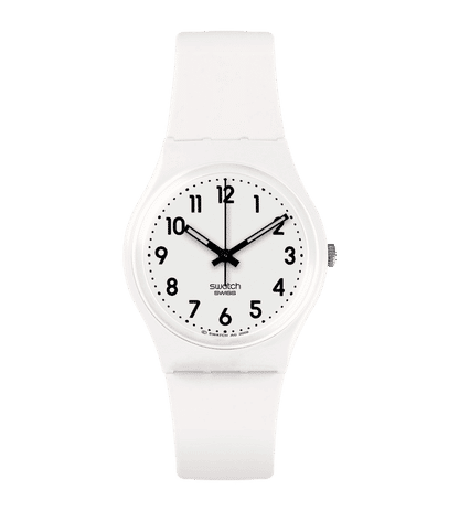 Swatch Originals Medium SO28W107-S14 Armbanduhr Weiß • Quarzwerk • Weißes Zifferblatt