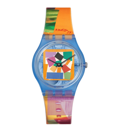 Swatch Originals Medium SO28Z127 Matisse's Snail Armbanduhr Transparent • Biosourced Gehäuse • Kunstdruck-Zifferblatt, Bild