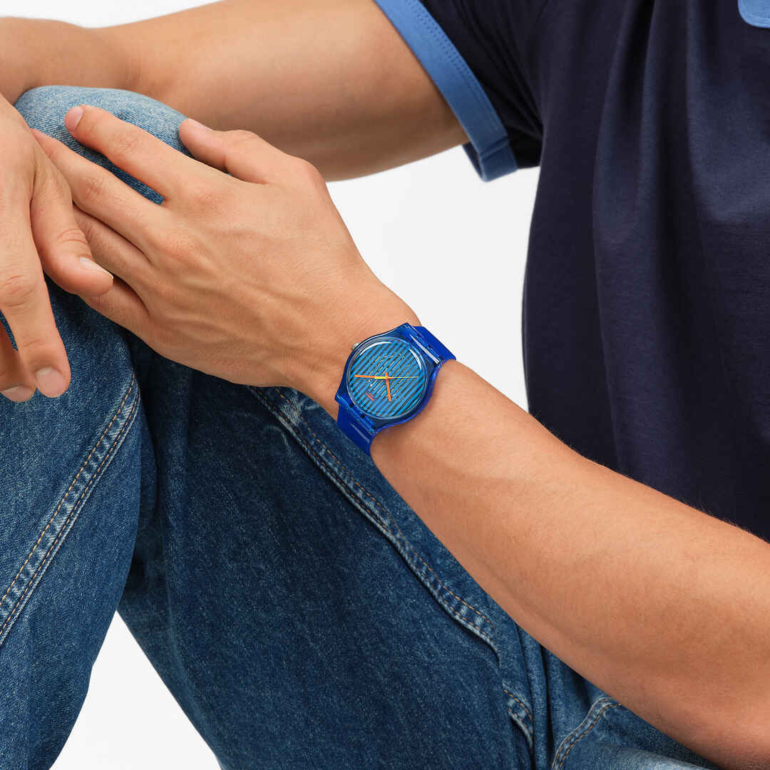 Swatch Originals Large SO29S102 Armbanduhr Blau • Biosourced Gehäuse • Retro 80s Design, Bild 6