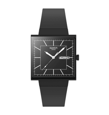 Swatch What If Square SO34B701 Herren Armbanduhr Schwarz • Biokeram​ik-Gehäuse • Leuchtzeiger, Bild 8