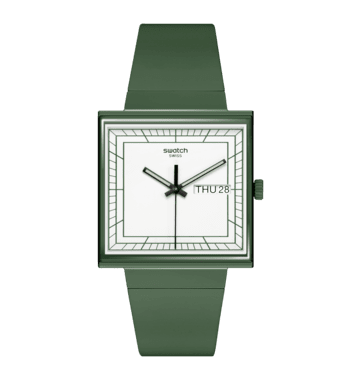 Swatch What If Square SO34G700 Armbanduhr Grün • Bioceramic-Gehäuse • Markantes Quadrat-Design, Bild 3