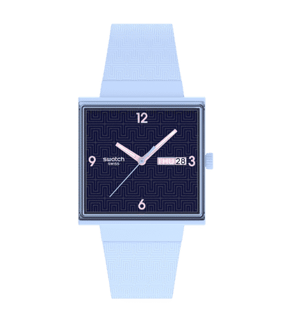 Swatch Bright Angle SO34L701 Damenuhr Hellblau • Bioceramic-Gehäuse • Leuchtzeiger