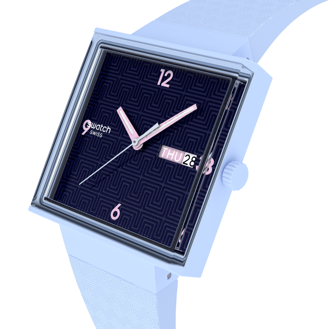 Swatch Bright Angle SO34L701 Damenuhr Hellblau • Bioceramic-Gehäuse • Leuchtzeiger, Bild 3
