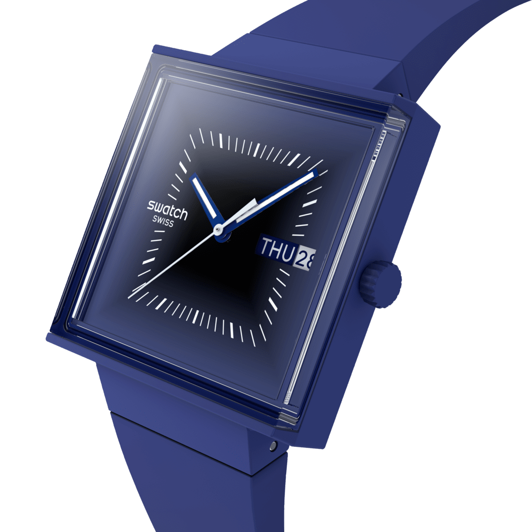 Swatch What If Square SO34N700 Squarely Blacklight Armbanduhr Schwarz • Quarzwerk • Unisex-Design, Bild 3