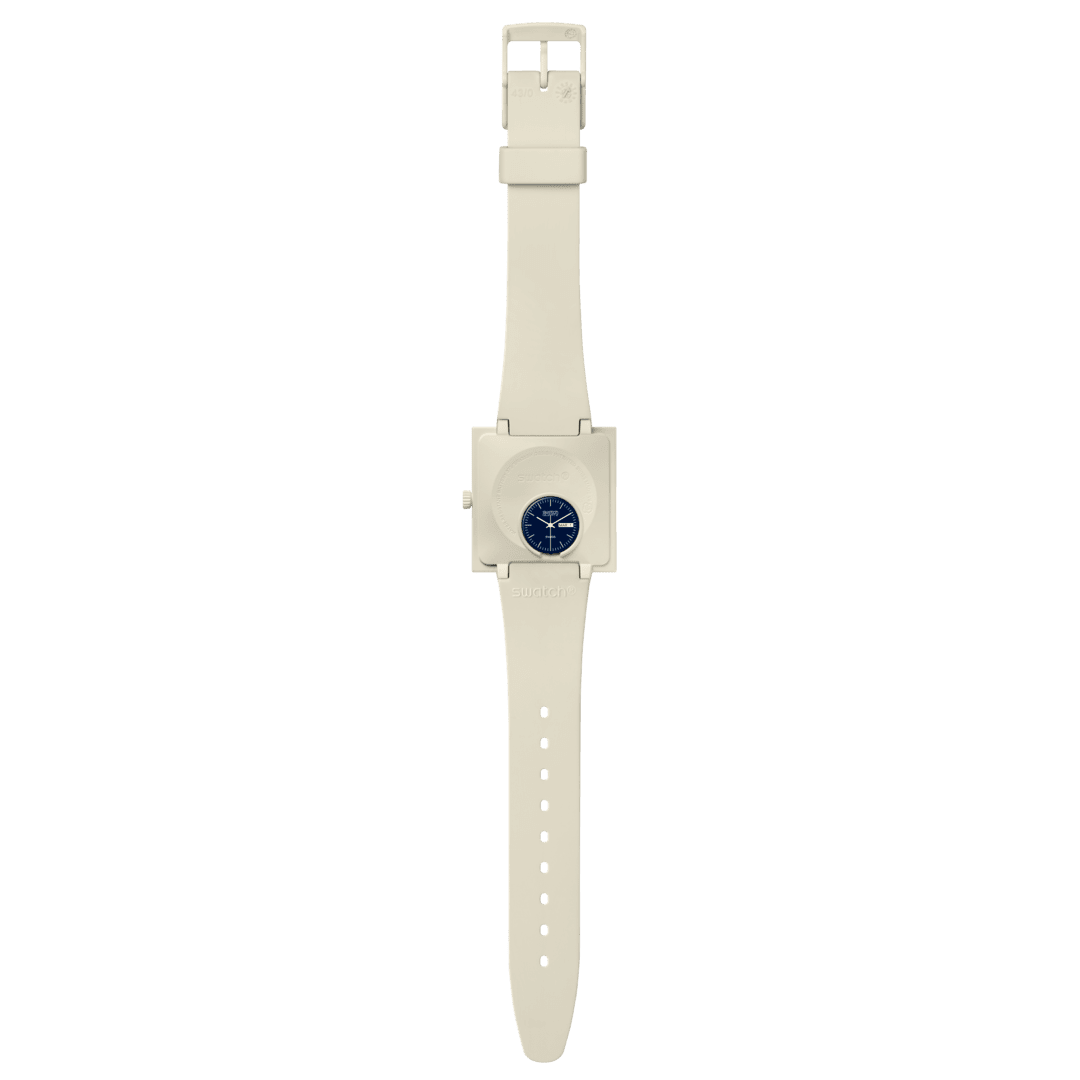 Swatch What If - Square SO34T700 Armbanduhr Beige • Bioceramic-Gehäuse • Quadratisches Design, Bild 4