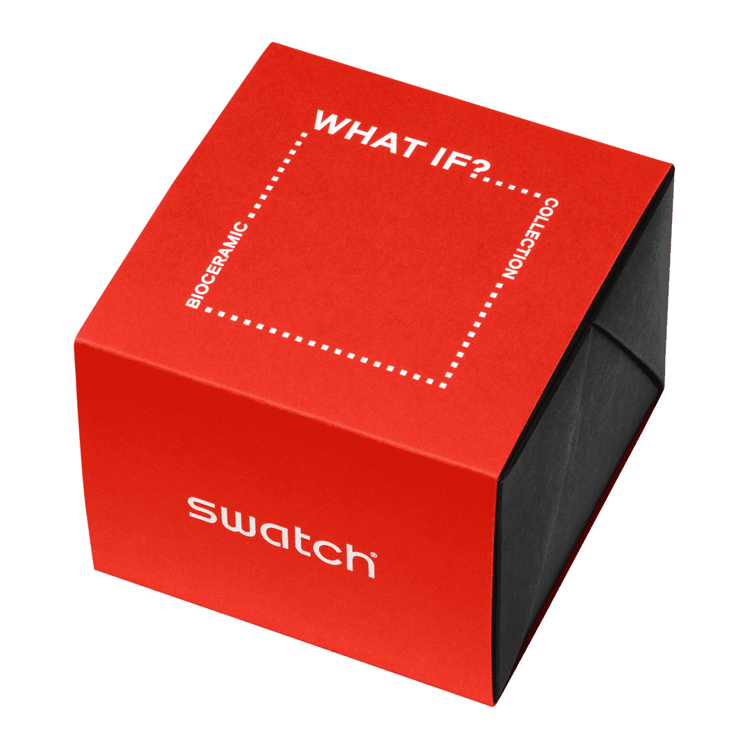 Swatch What If - Square SO34T700 Armbanduhr Beige • Bioceramic-Gehäuse • Quadratisches Design, Bild 6