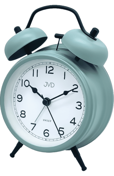 JVD analog väckarklocka SRP2219.1 med grönt hölje och vit urtavla, svarta visare