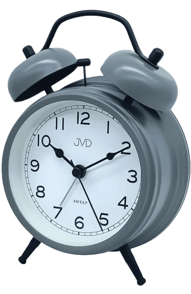 JVD SRP2219.3 mekanisk analog väckarklocka med vit urtavla