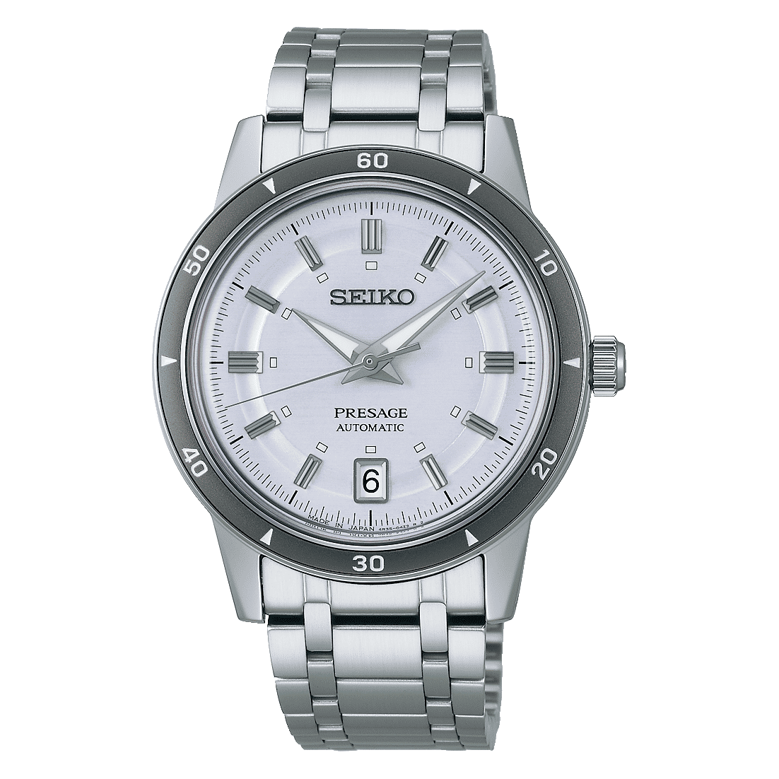 Seiko SRPL73J1 Herrenuhr Presage Style60's Automatik Silber • Automatikwerk Kaliber 4R35 • Sichtboden mit Verschraubung