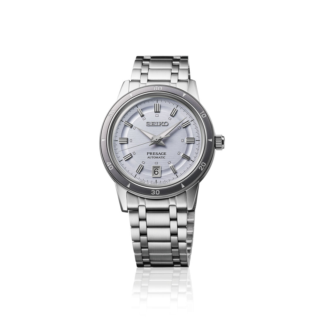 Seiko SRPL73J1 Herrenuhr Presage Style60's Automatik Silber • Automatikwerk Kaliber 4R35 • Sichtboden mit Verschraubung