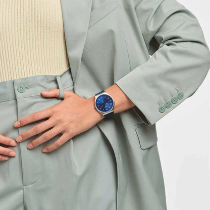 Swatch New Skin Irony SS07S102 Skinnavy Armbanduhr Dunkelblau • Ultradünn • Swatch Glow Zeiger, Bild 9
