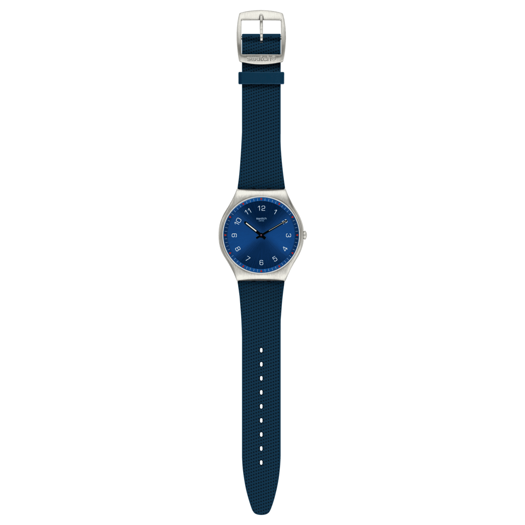 Swatch New Skin Irony SS07S102 Skinnavy Armbanduhr Dunkelblau • Ultradünn • Swatch Glow Zeiger, Bild 5