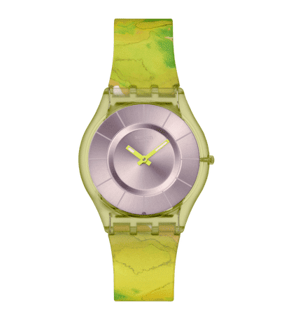 Swatch Paradise Canopy SS08G112 Damen Armbanduhr Transparent • Biosourced Gehäuse • Leuchtzeiger