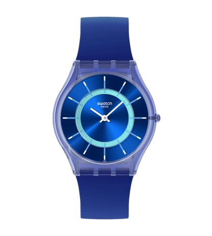 Swatch Skin SS08I100 Jammy Grape Dream Damen Armbanduhr Hellblau • Ultra-Slim-Gehäuse aus Biokunststoff • Biosourced-Glas