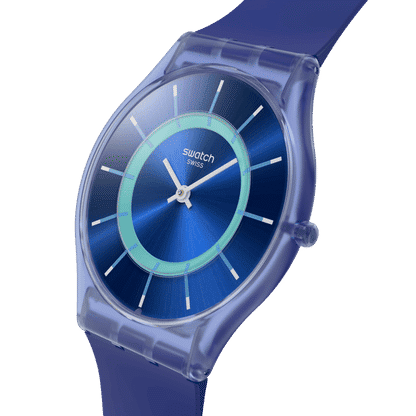 Swatch Skin SS08I100 Jammy Grape Dream Damen Armbanduhr Hellblau • Ultra-Slim-Gehäuse aus Biokunststoff • Biosourced-Glas