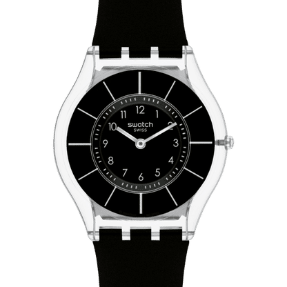 Swatch Black Classiness SS08K103 Armbanduhr Schwarz • Ultraflaches Silikonarmband • Transparentes Polymergehäuse, Bild 3