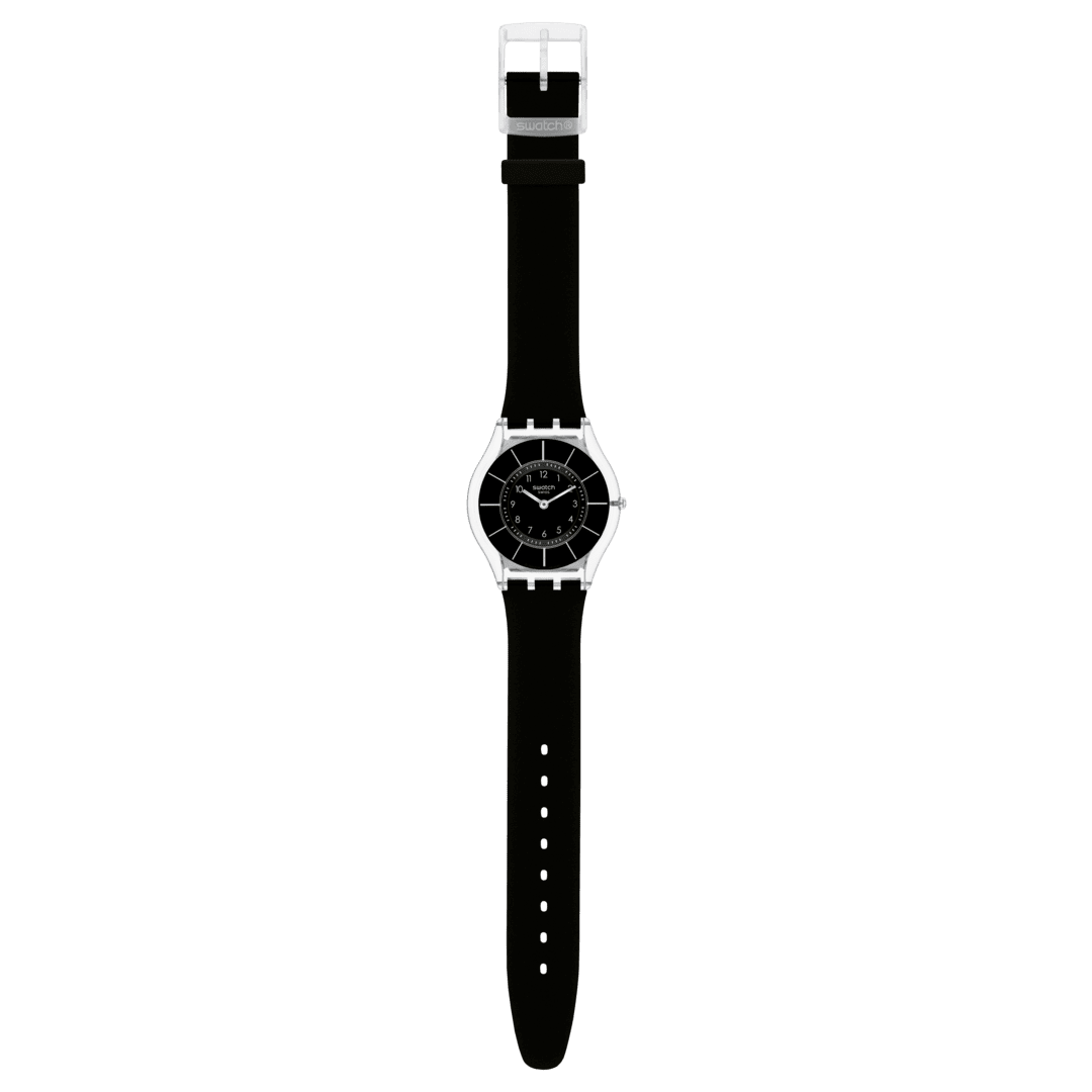 Swatch Black Classiness SS08K103 Armbanduhr Schwarz • Ultraflaches Silikonarmband • Transparentes Polymergehäuse, Bild 4
