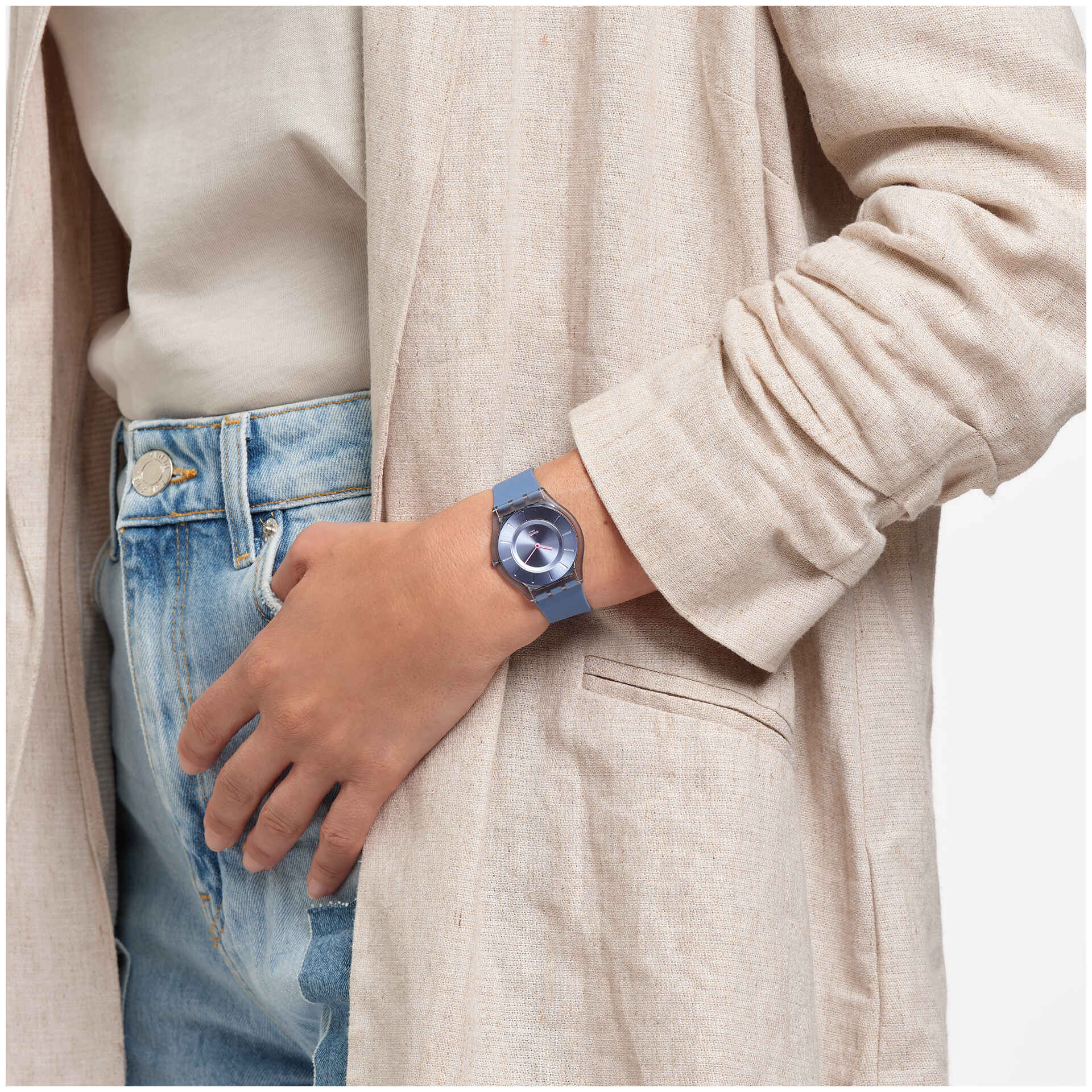 Swatch Skin SS08N100-S14 Armbanduhr Denimblau • Ultradünnes Gehäuse • Biosourced-Gehäuse, Bild 2